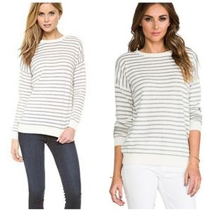 THEORY terry stripe Andrista D cashmere pull-over